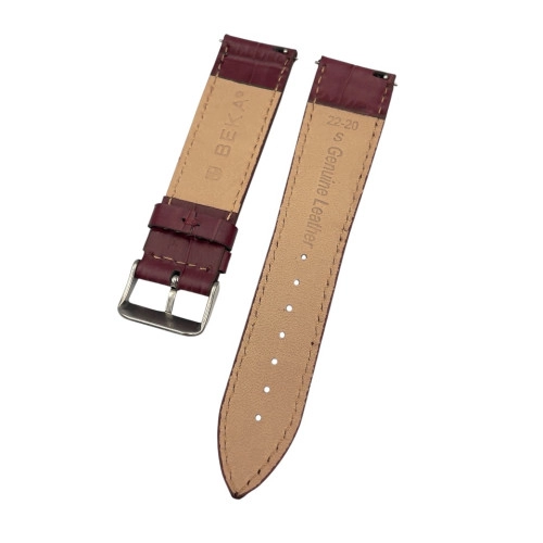 22 mm İnce Kroko Bordo Deri Saat Kordonu